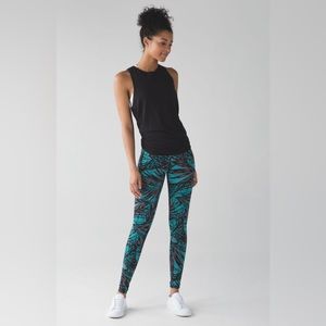 Lululemon Athletics Wunder Under High Rise Pant Palm Lace Tofino Teal Leggings